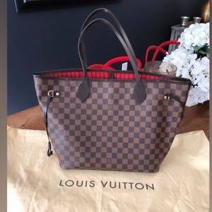 Louis Vuitton Neverfull Brown Checkered Shoulder Bag MM